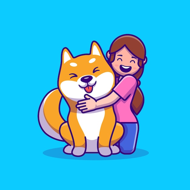 柴犬犬漫画イラストのかわいい女の子 無料のベクター