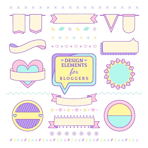 Download Cute and girly design elements for bloggers vector Vector ...