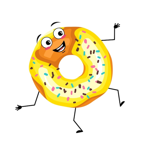 Premium Vector | Cute glazed donut character with happy emotions