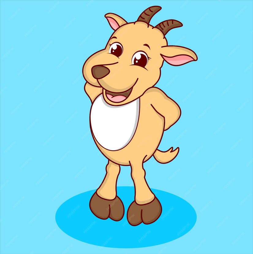 Premium Vector Cute Goat Cartoon Character 