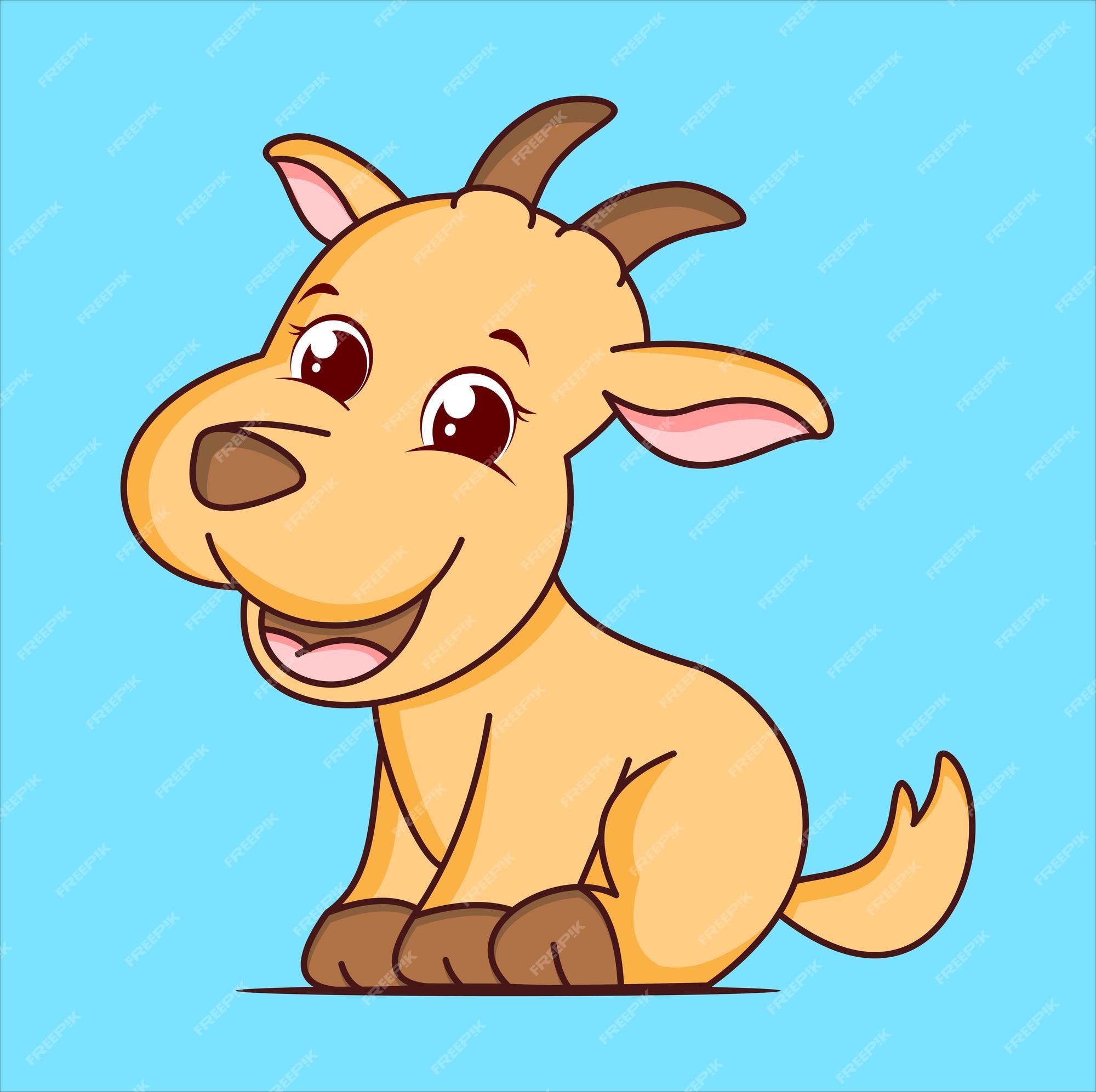 Premium Vector Cute Goat Cartoon Character 