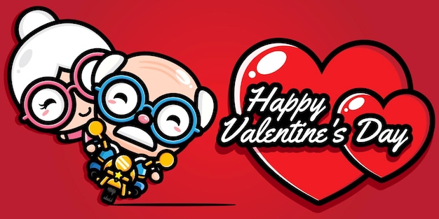 Download Premium Vector Cute Grandpa And Cute Grandma With Happy Valentine S Day Greetings