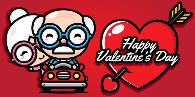 Download Premium Vector Cute Grandpa And Cute Grandma With Happy Valentine S Day Greetings