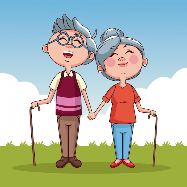 Premium Vector | Cute grandparents cartoon