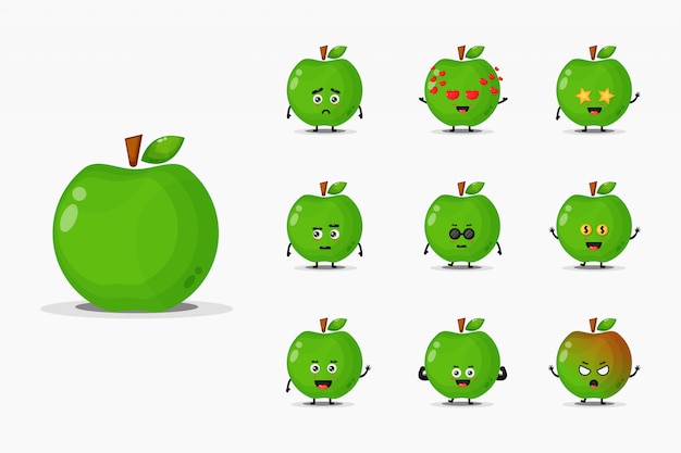 Download Free Cute Green Apple Mascot Set Premium Vector Use our free logo maker to create a logo and build your brand. Put your logo on business cards, promotional products, or your website for brand visibility.