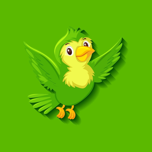 かわいい緑の鳥の漫画のキャラクター プレミアムベクター