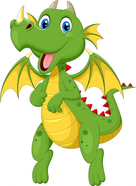 Premium Vector | Cute green dragon cartoon