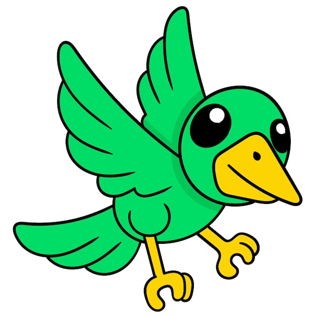 Premium Vector | Cute green parakeet flying, vector illustration carton ...