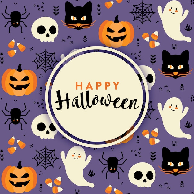 Cute halloween background | Premium Vector