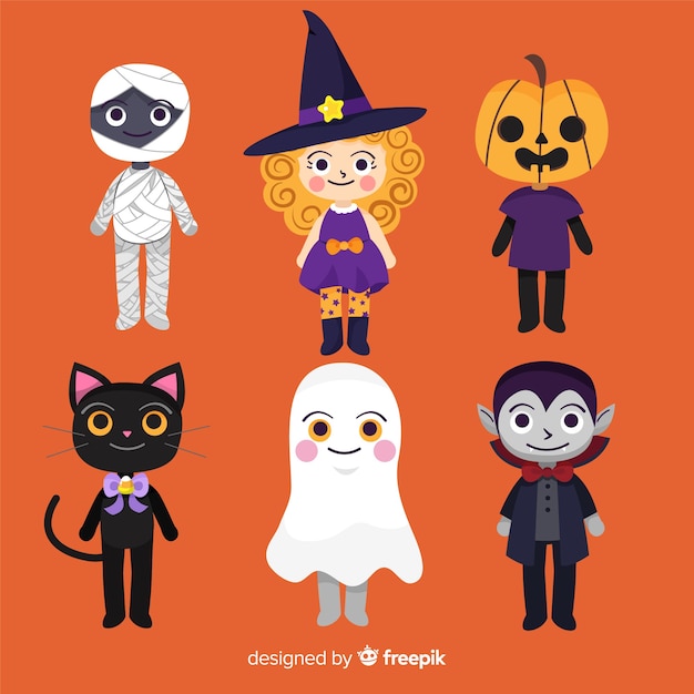 Download Cute halloween characters collection Vector | Free Download