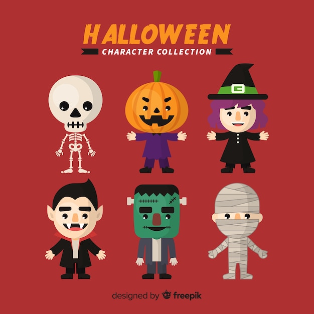 Download Cute halloween characters collection Vector | Free Download