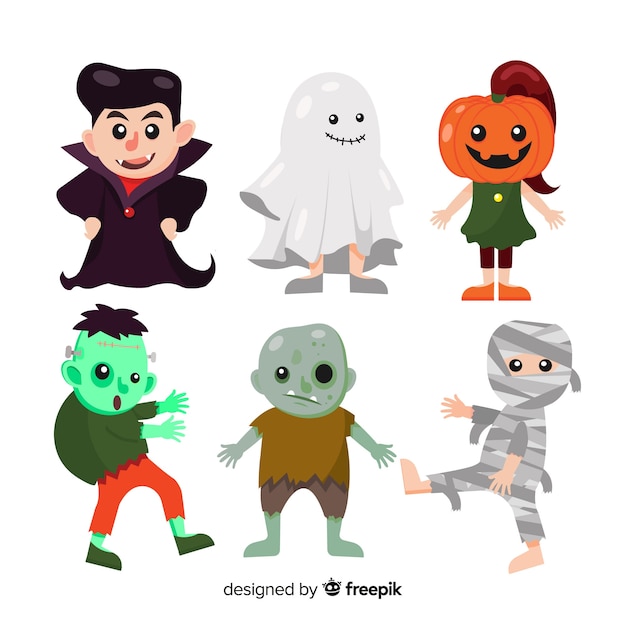 Free Vector | Cute halloween characters collection