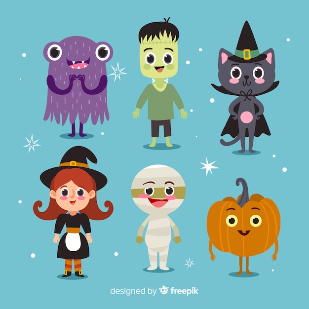 Cute halloween characters collection Vector | Free Download