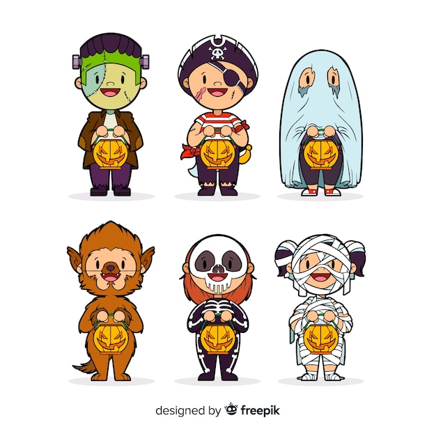 Download Cute halloween characters collection Vector | Free Download