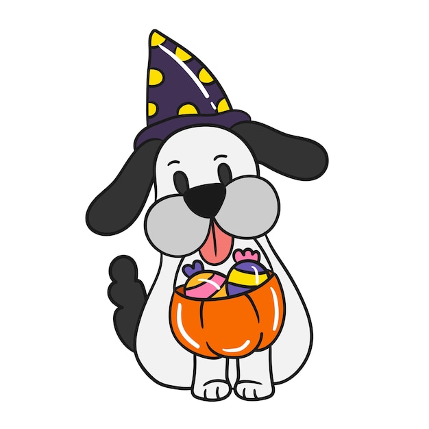 Premium Vector | Cute halloween dog vector.