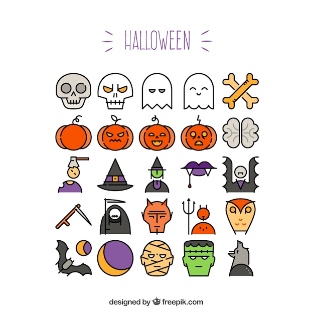 Download Cute halloween icons Vector | Free Download