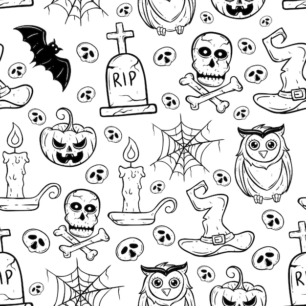 Premium Vector | Cute halloween pattern