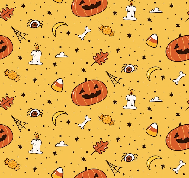 Premium Vector | Cute halloween seamless background