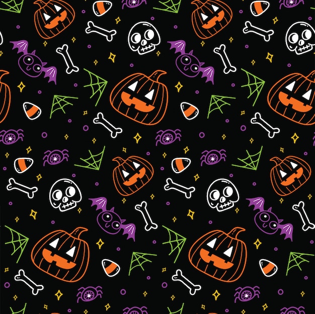 Premium Vector | Cute halloween seamless background