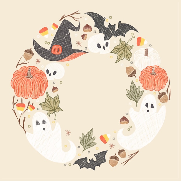 Download Cute halloween wreath | Premium Vector
