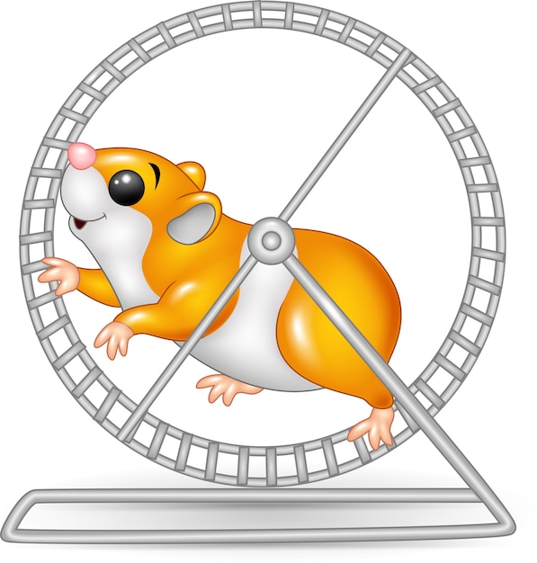 Premium Vector Cute hamster running in rolling wheel