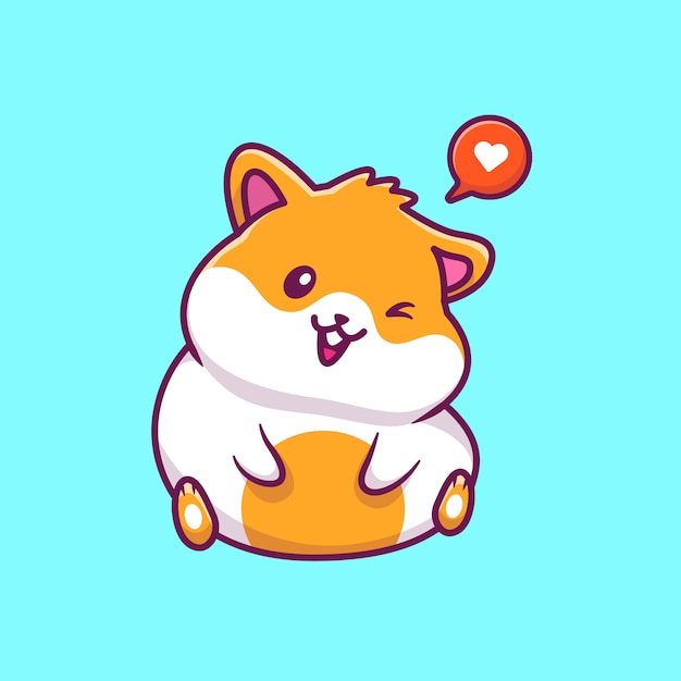 Premium Vector | Cute hamster sitting icon illustration. hamster mascot