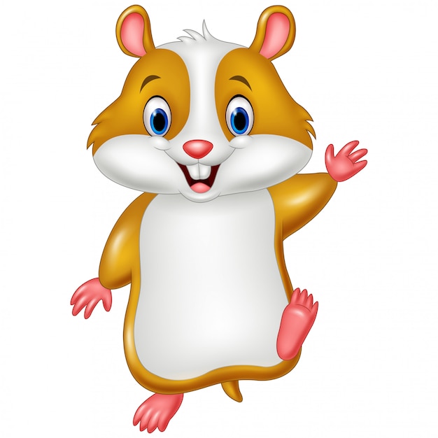 Premium Vector | Cute hamster waving hand