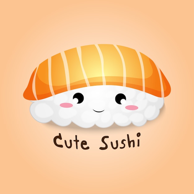 Premium Vector | Cute hand drawing cartoon salmon rice sushi