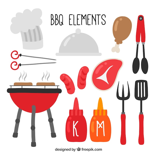 Cute hand drawn bbq elements | Free Vector