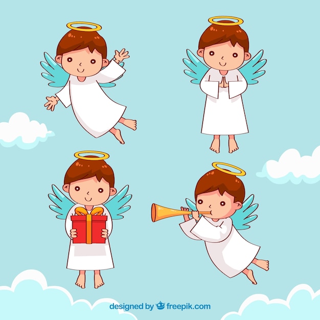 Download Cute hand drawn christmas angel Vector | Free Download