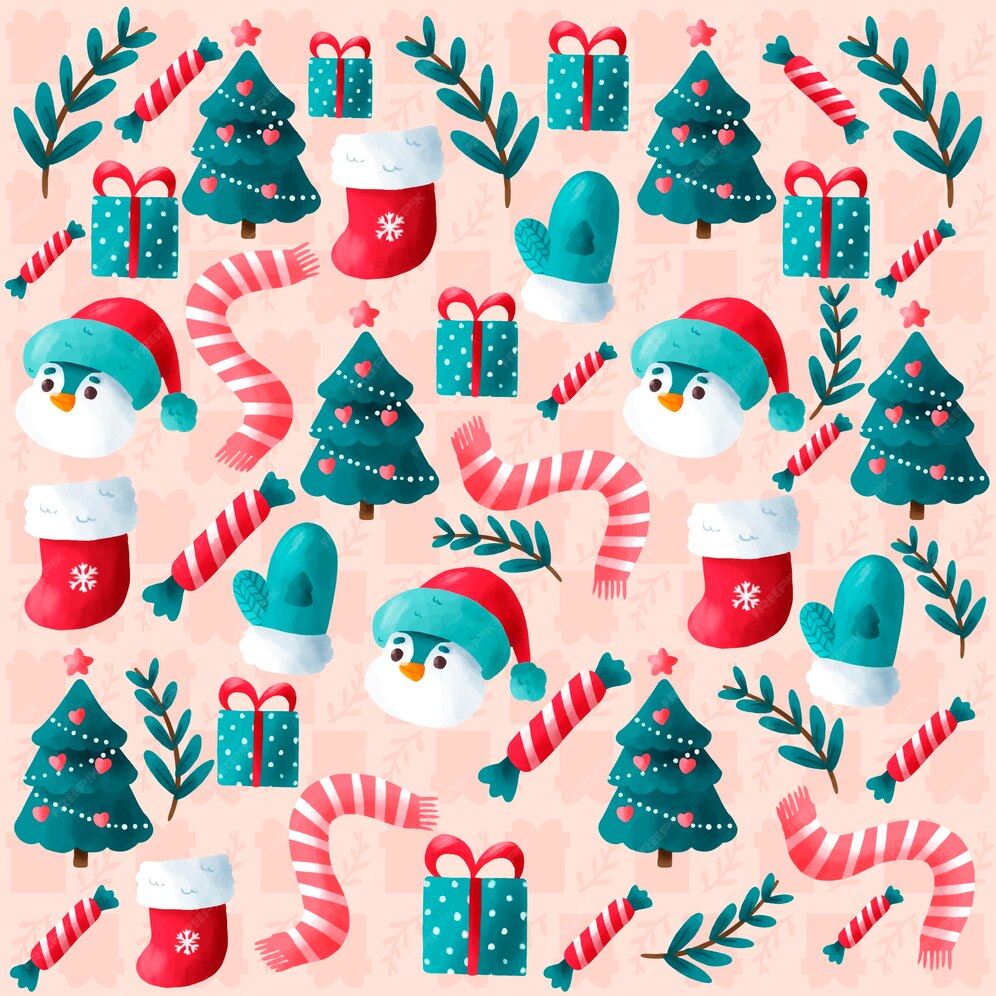 Free Vector | Cute hand drawn christmas background