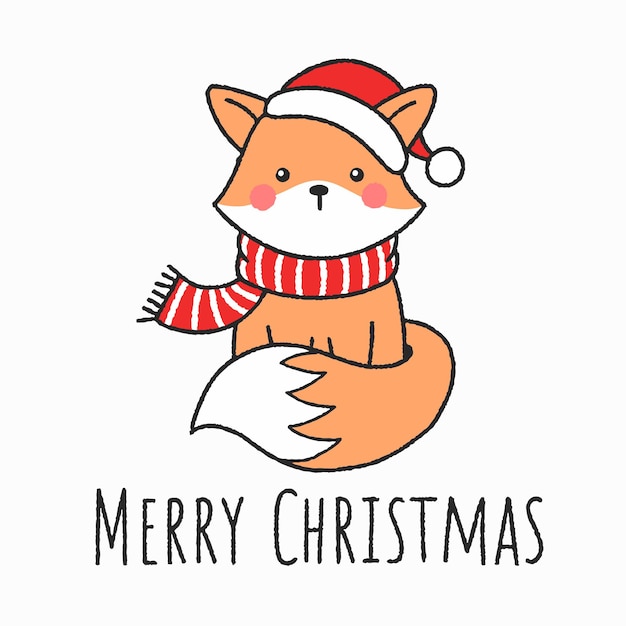 Premium Vector Cute hand drawn christmas fox