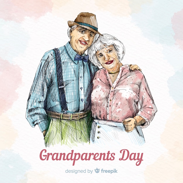 Download Cute hand drawn grandparents day background | Free Vector