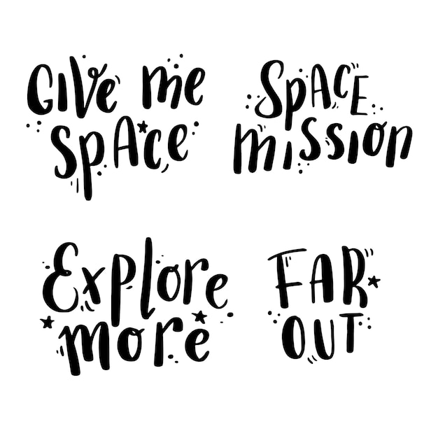 Premium Vector | Cute hand drawn lettering space and galaxy quote with ...