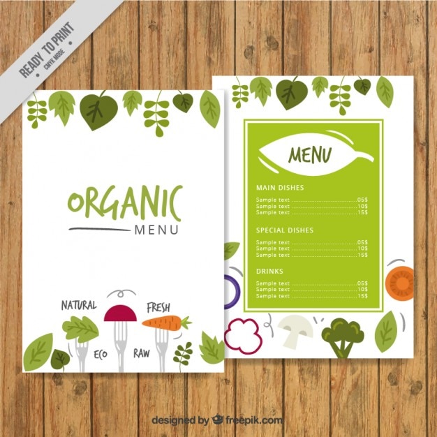 Cute hand drawn organic menu  Free Vector