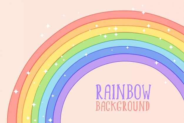 Cute Hand Drawn Rainbow In Pastel Colors Background Free Vector
