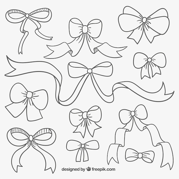 Cute hand drawn ribbons Vector Free Download