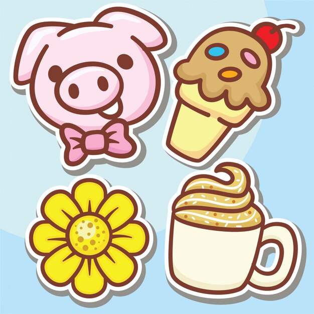 Premium Vector | Cute hand drawn variety objects stickers