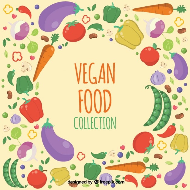 Free Vector | Cute hand drawn vegan ingredients background