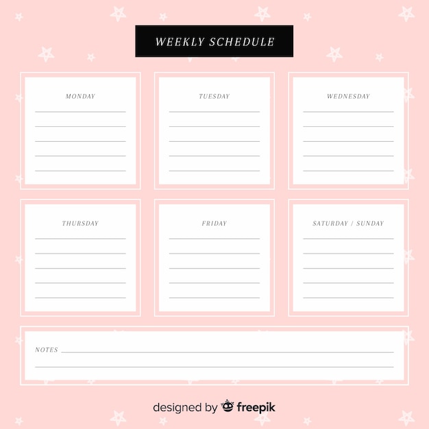 free vector cute hand drawn weekly schedule template