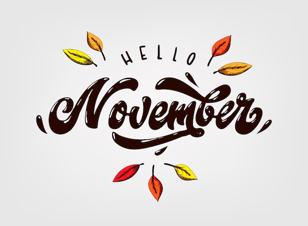 Premium Vector | Cute hand lettering quote 'hello november'