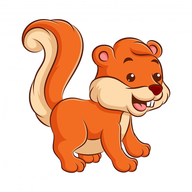 Premium Vector | Cute and happy cartoon squirrel