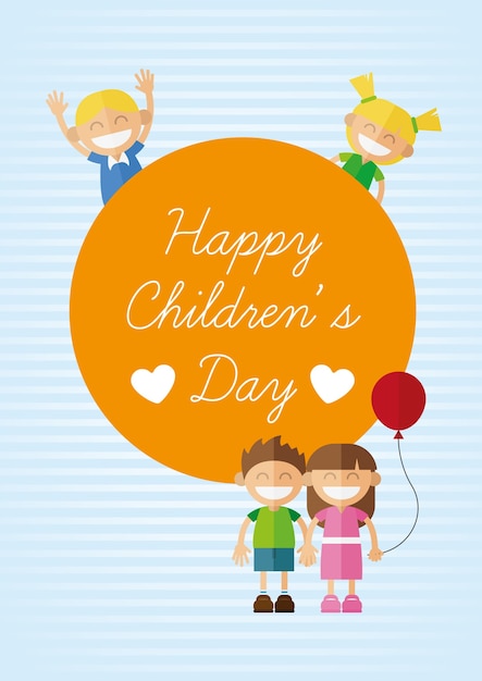 Premium Vector | Cute happy children's day card