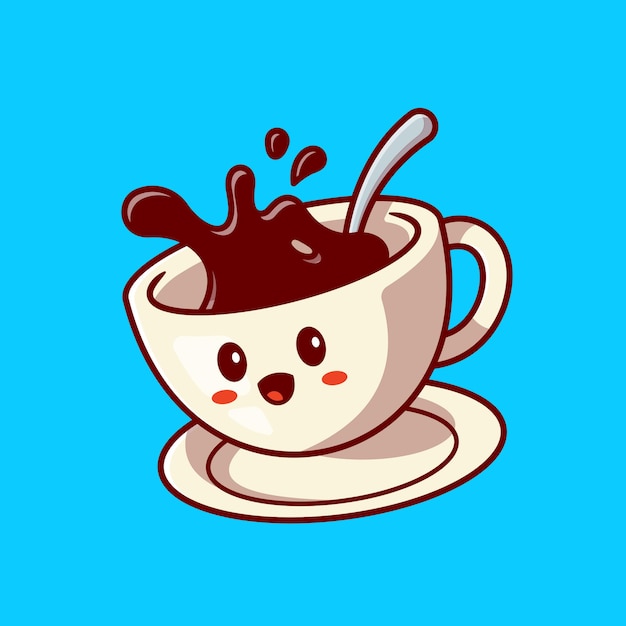 Free Vector Cute Happy Coffee Cup Cartoon Vector Icon Illustration Drink Character Icon 