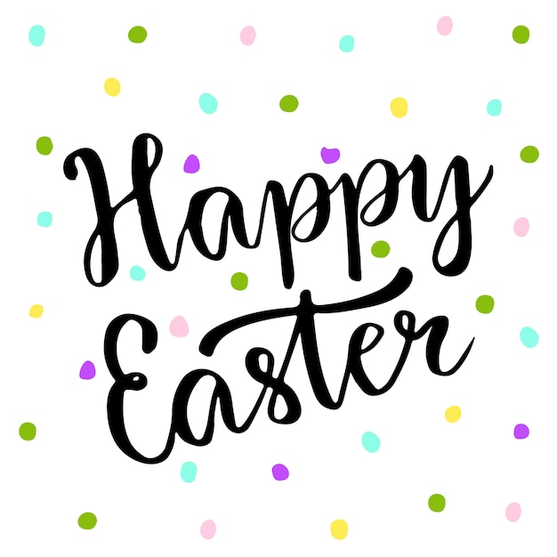 Download Cute happy easter text on colors dots blackboard. easter ...