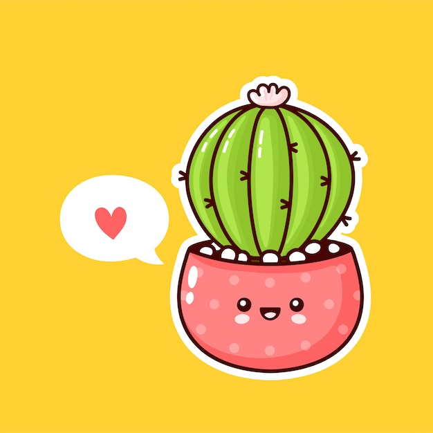 Download Premium Vector | Cute happy funny cactus plant in pot with ...