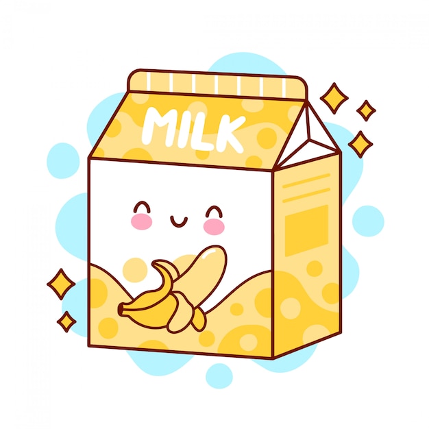 Premium Vector | Cute happy funny flavored banana milk