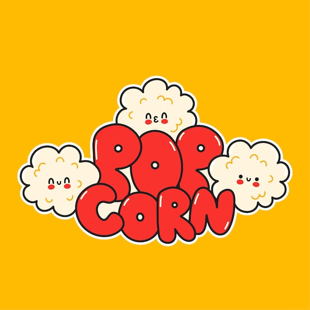 Premium Vector Cute Happy Funny Popcorn Logo Template Design Vector Hand Drawn Cartoon Kawaii Character Illustration Sticker Logo Icon Cute Happy Popcorn Cartoon Character Poster Concept