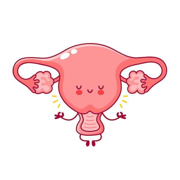 Premium Vector Cute Happy Funny Woman Uterus Organ Meditate