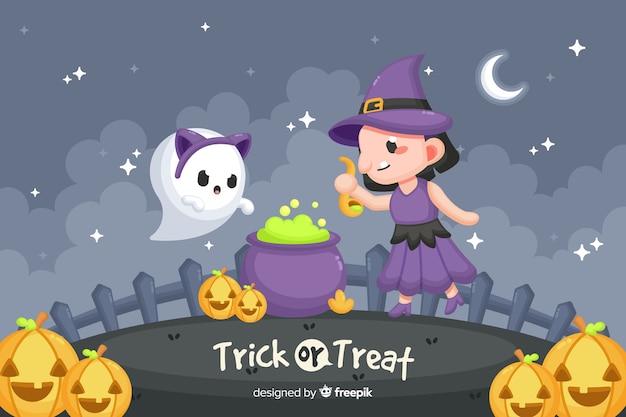 Cute happy halloween decorative background Vector | Free Download